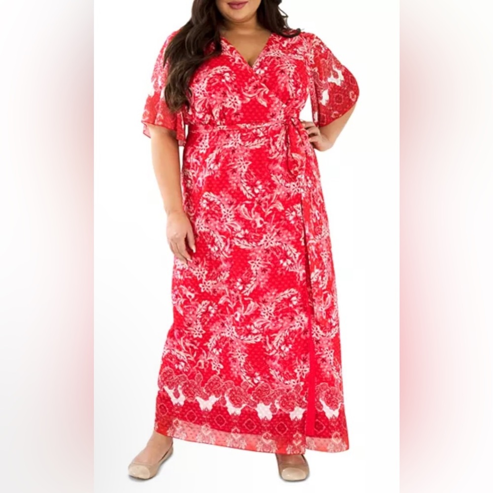 Maree Pour Toi Plus Floral Print Wrap Dress NWT Size 20